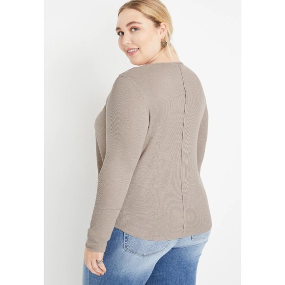 Maurices Top Lace Button Henley Long Sleeve Knit NWT - Picture 2 of 11